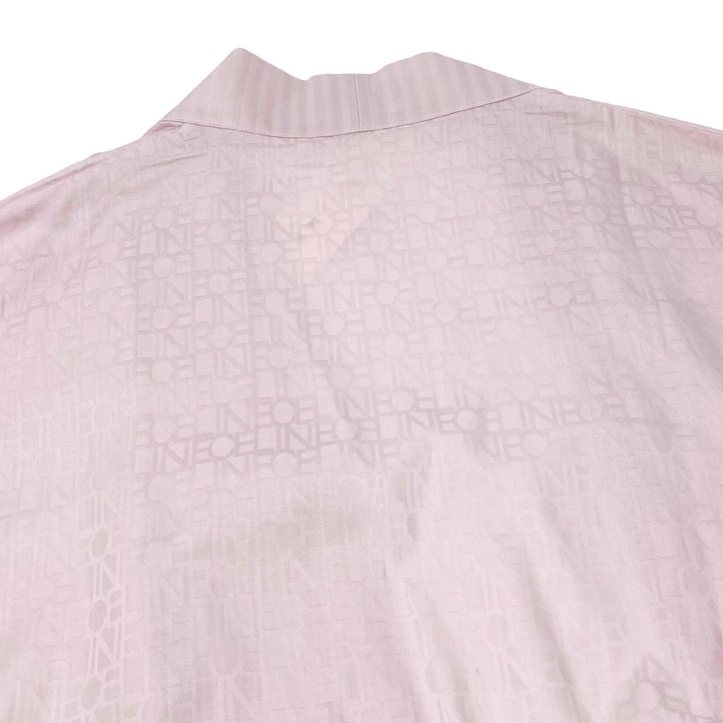 CELINE Vintage Monogram Jacket Robe #M Stripe Cotton Light Pink Rank AB+