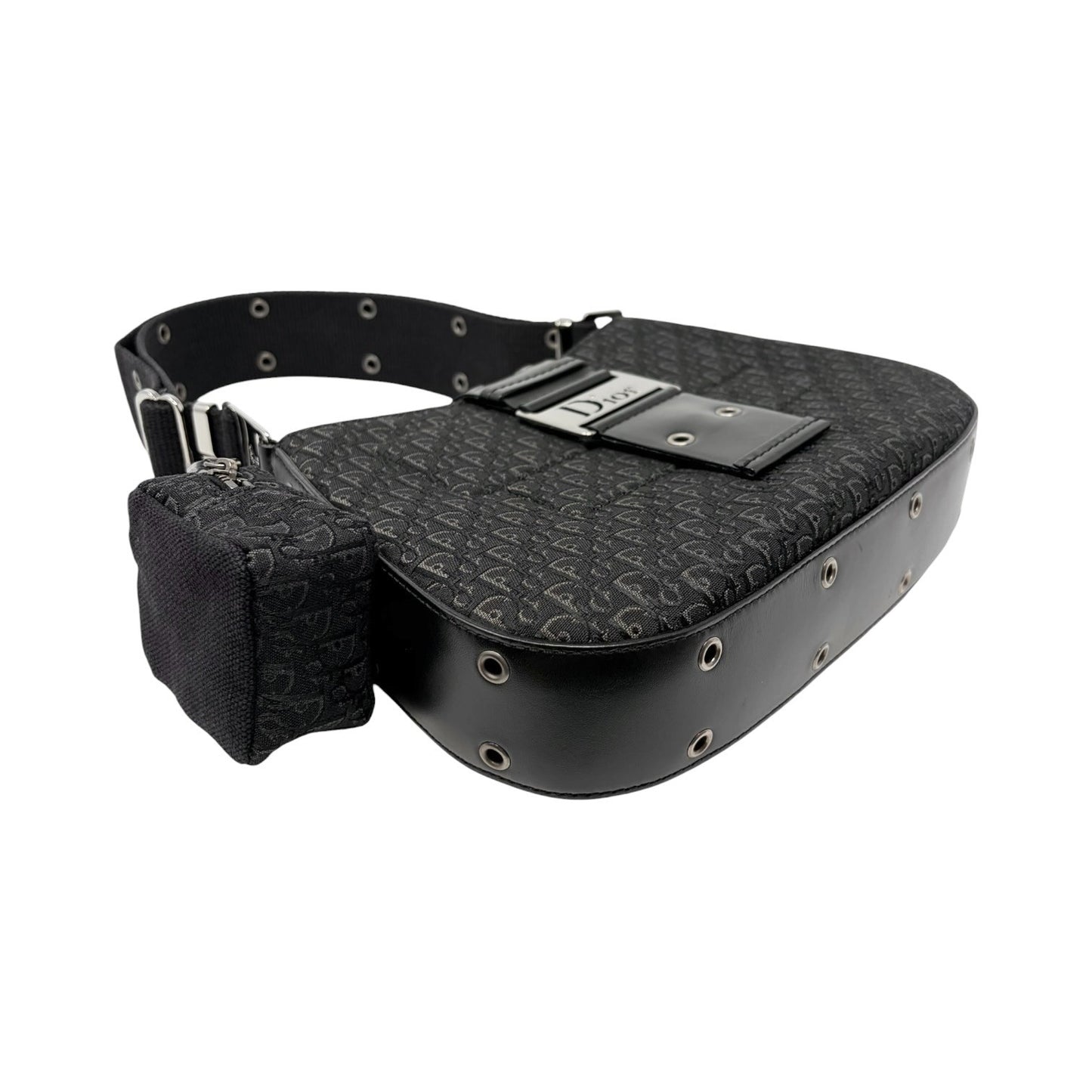 Christian Dior Vintage Street Chic Trotter Monogram Shoulder Bag Black 902443