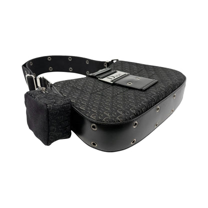 Christian Dior Vintage Street Chic Trotter Monogram Shoulder Bag Black 902443
