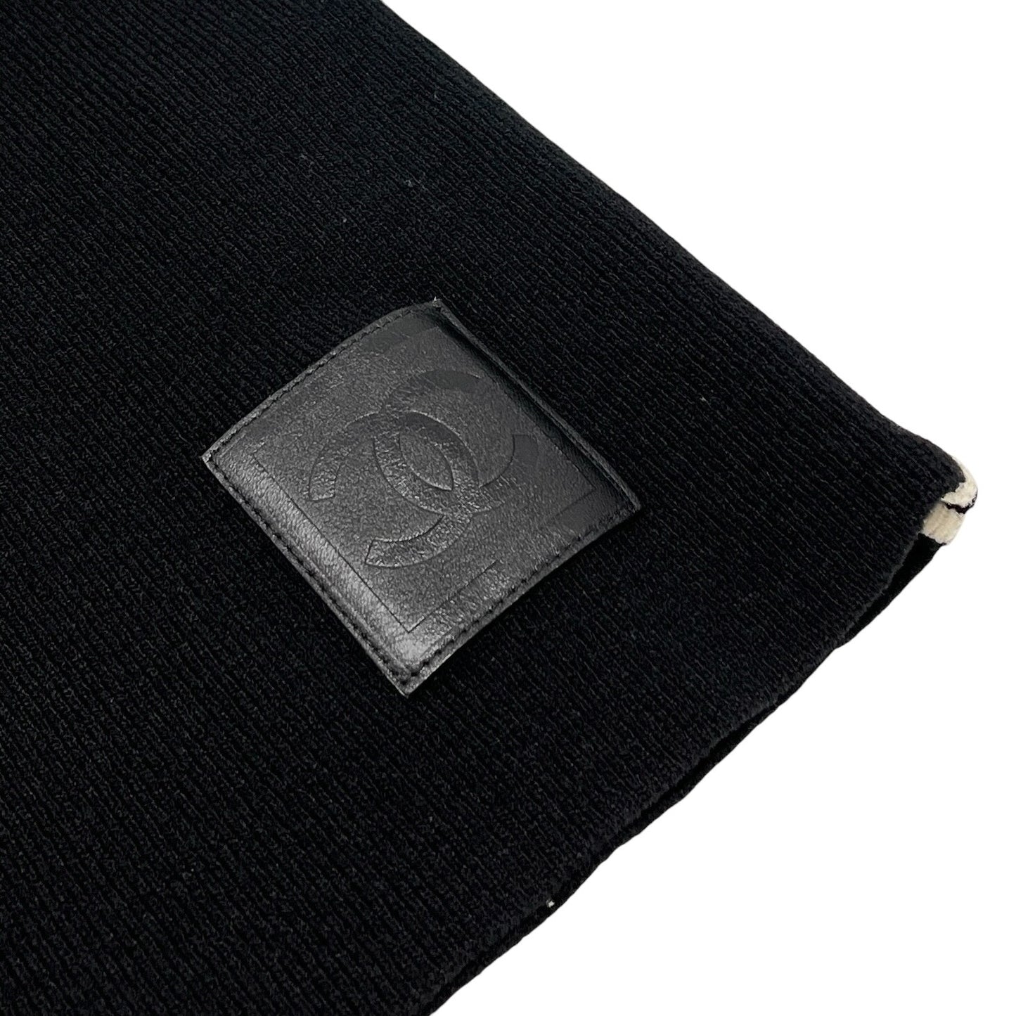 CHANEL Sport Vintage 04A CC Logo Knit Sweater Top #38 Mock Neck Black Wool