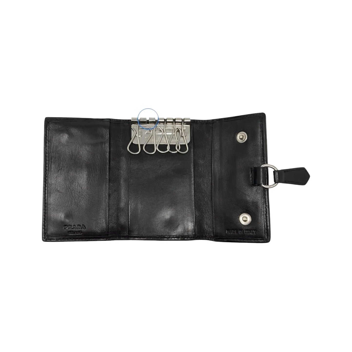 PRADA Vintage Triangle Logo Giraffe Pony Hair Mini Key Case Brown White 902440