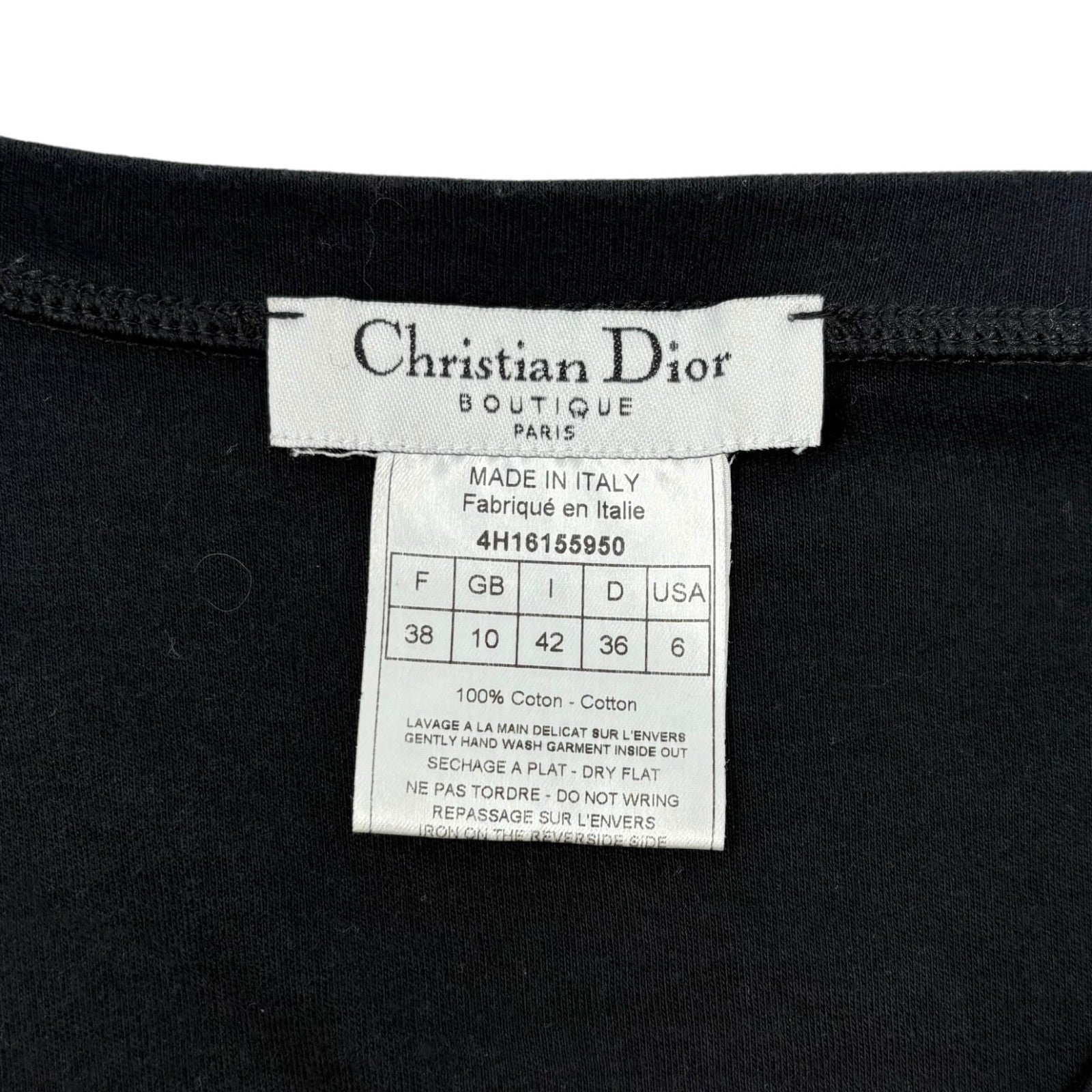 Christian Dior Vintage I Love Heart Big Logo T-shirt #38 Cotton Black White
