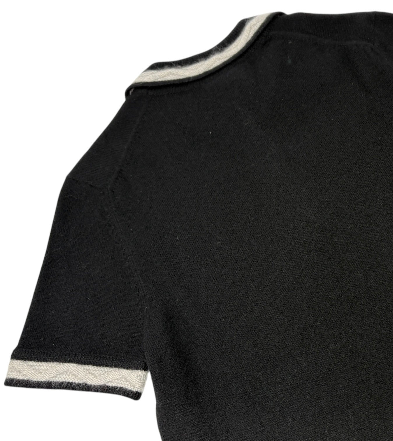 CHANEL Vintage 04A CC Logo Knit Polo Shirt Top Sweater #38 Cashmere Black