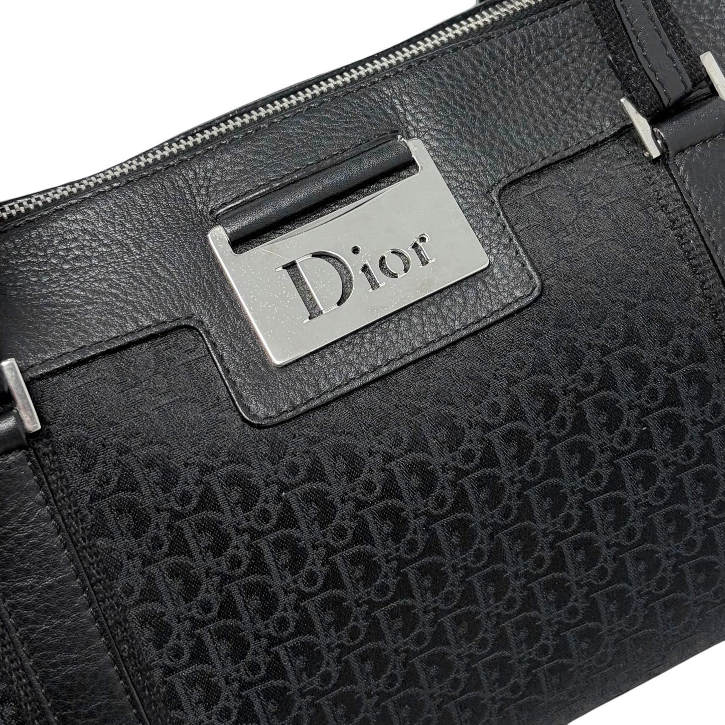 Christian Dior Street Chic Trotter Monogram Boston Bag Black Canvas 902442