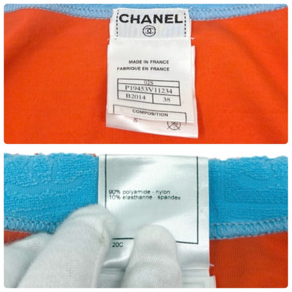 CHANEL Vintage 02S CC Logo Terry Cloth Cropped Zip Top #38 Orange Blue 902836