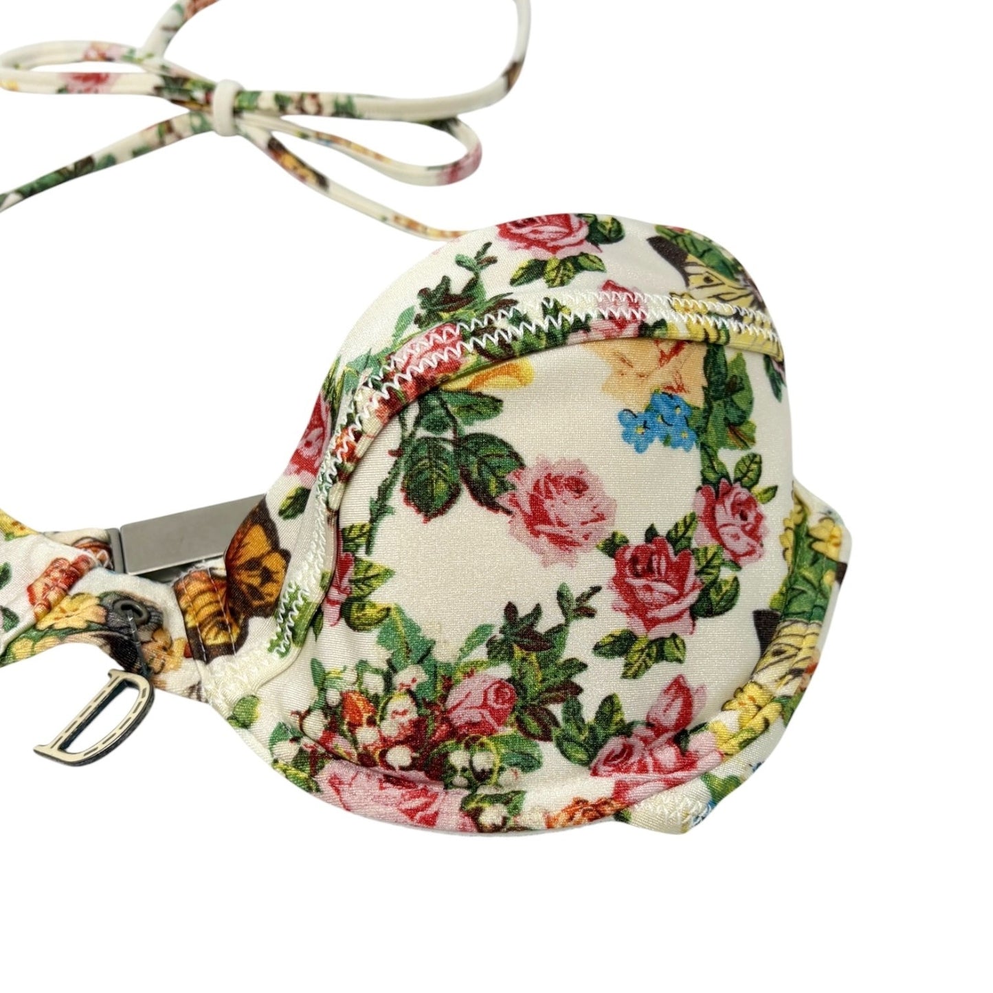 Christian Dior Vintage D-Charm Flower Bikini Swimwear Multicolor White 106951