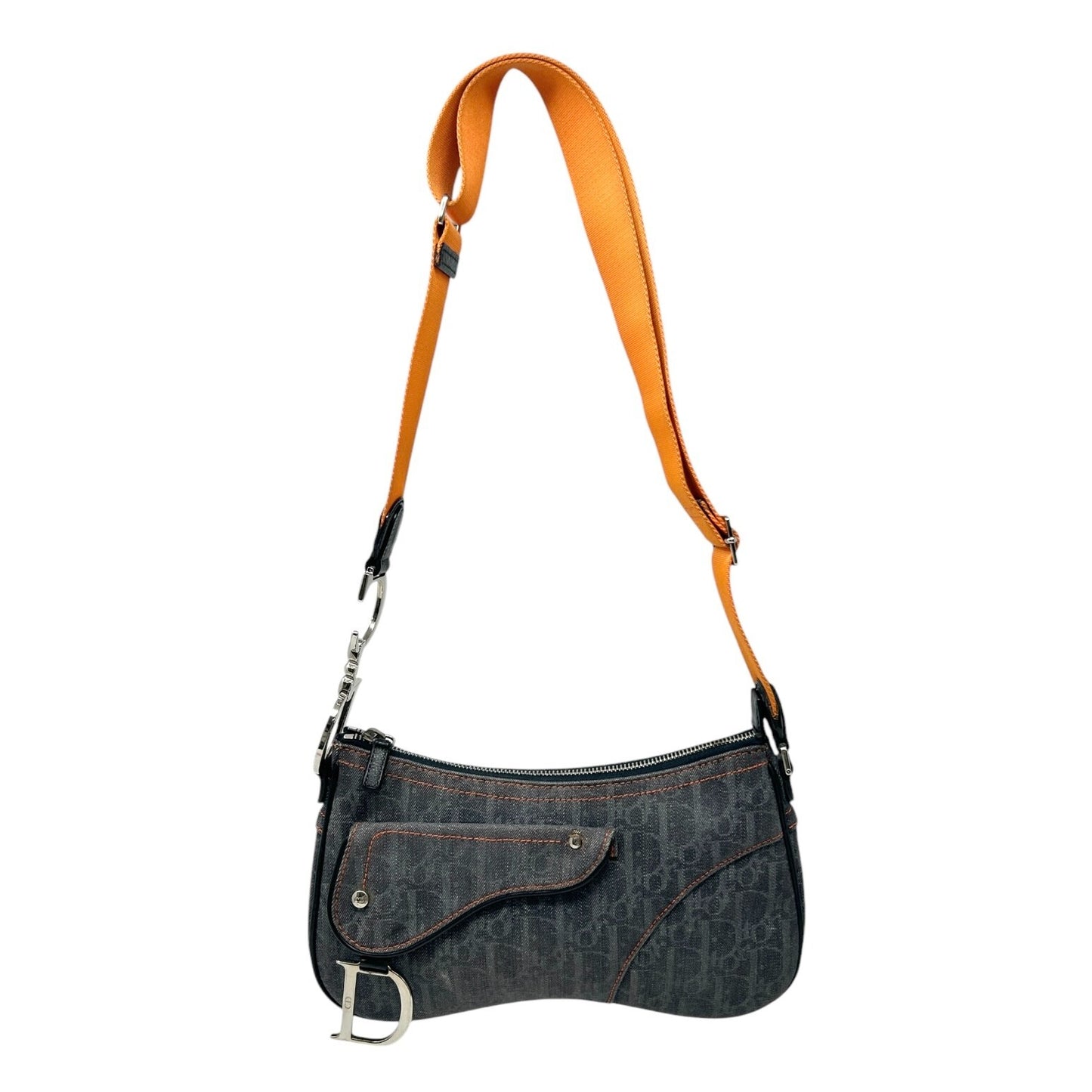 Christian Dior Vintage 2005 Flight Line Trotter Monogram Logo Shoulder Bag Blue