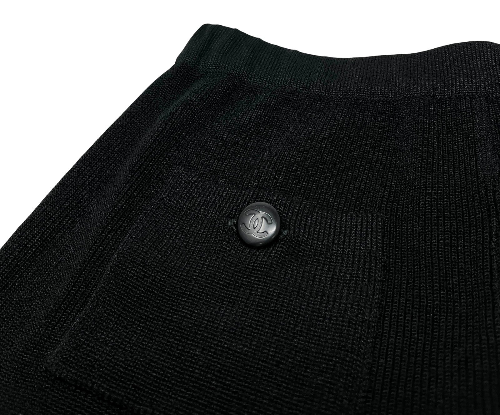 CHANEL Vintage 96P CC Sleeveless Top Shorts Set #42 Knit Black Rayon Cotton