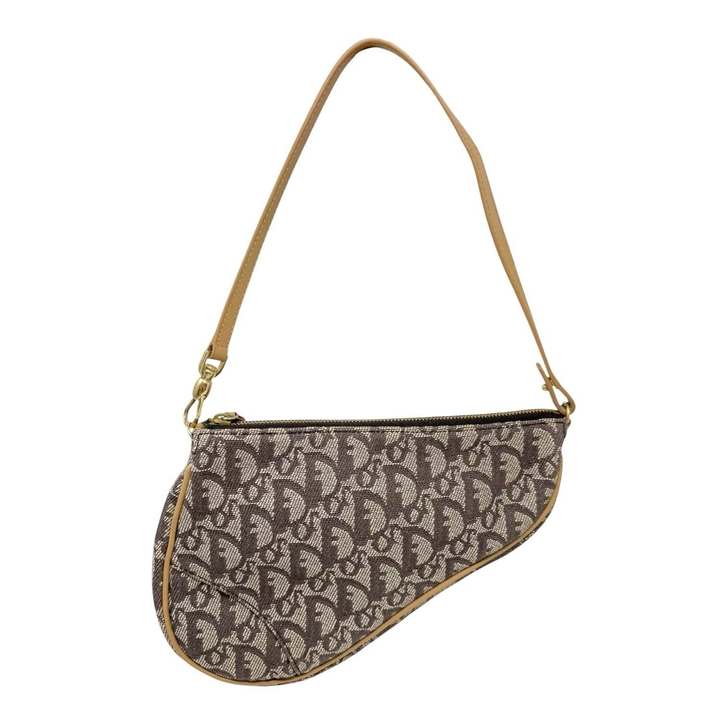 Christian Dior Vintage 2001 Trotter Monogram Mini Saddle Bag Brown 902211
