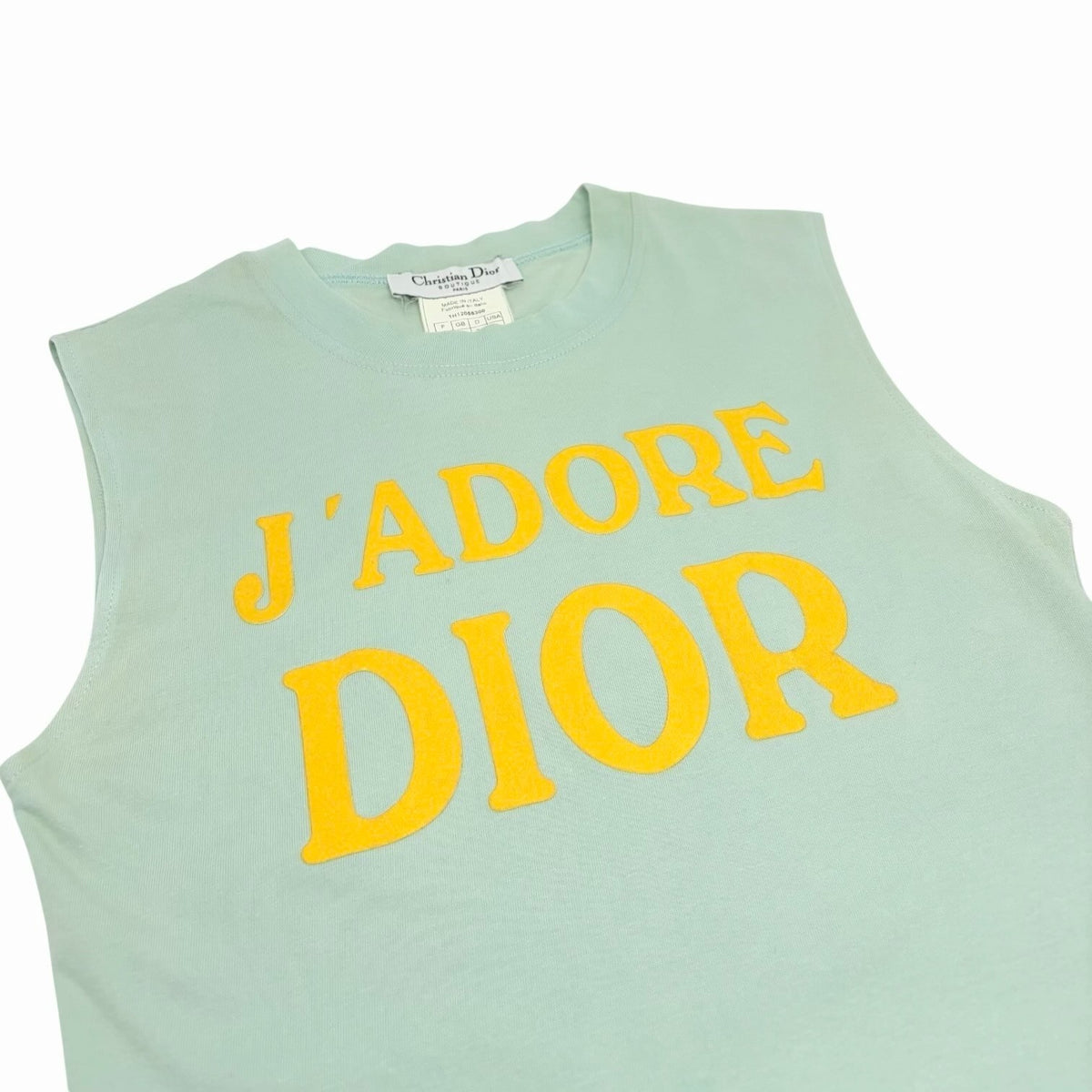 Christian Dior Vintage 2002 J'ADORE Logo Tank Top #36 Light Green Yellow 902366