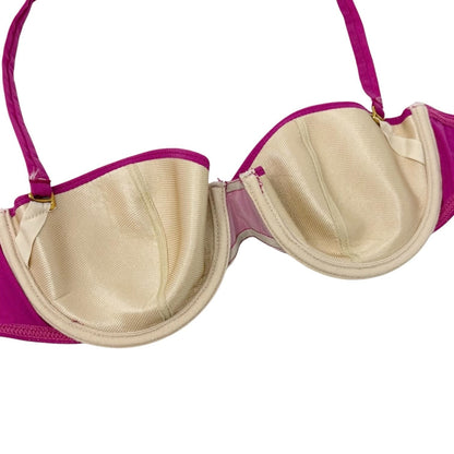 Christian Dior Vintage Logo Gold Chain Bikini Swimwear #36 Pink Nylon 901862