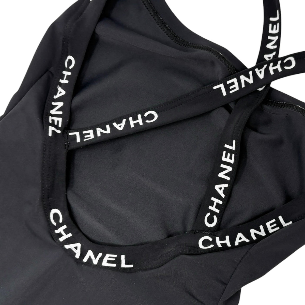 CHANEL Vintage CC Logo Swimwear Swimsuit One-piece #38 Black Nylon 902302