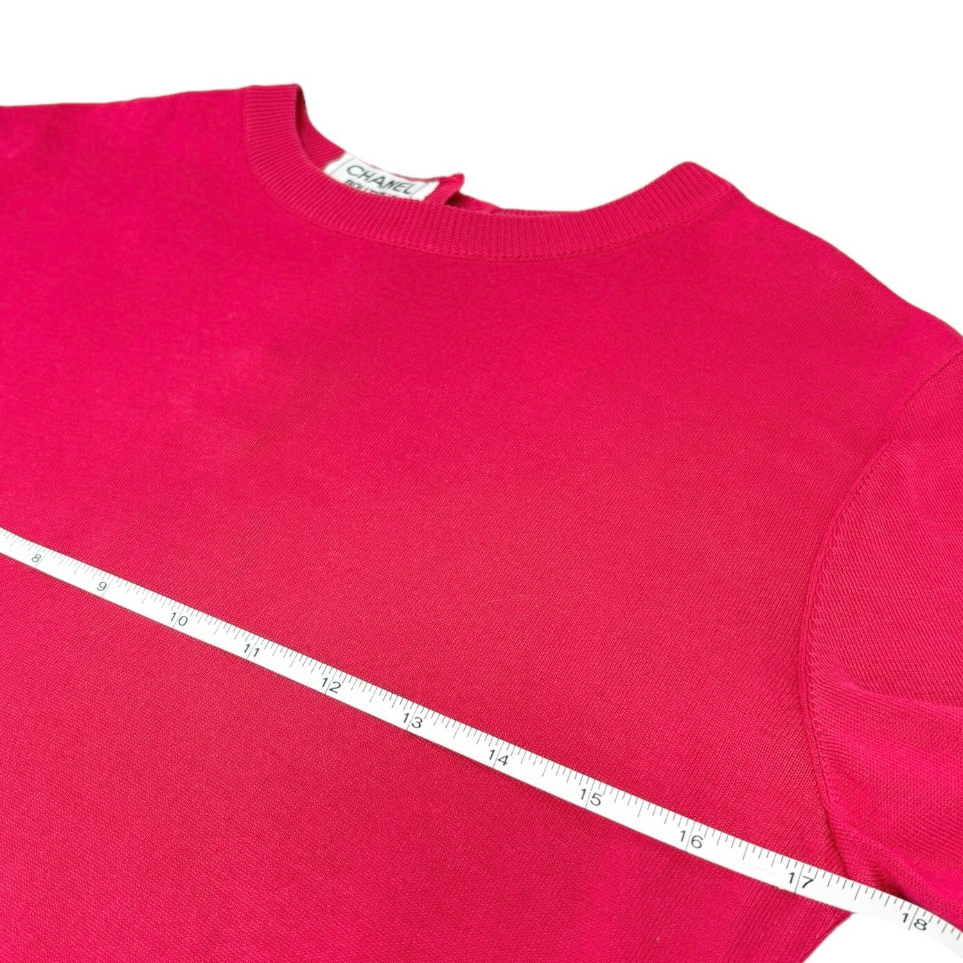 CHANEL Vintage CC Logo Button Knit Top #40 Short Sleeve Pink Rank AB