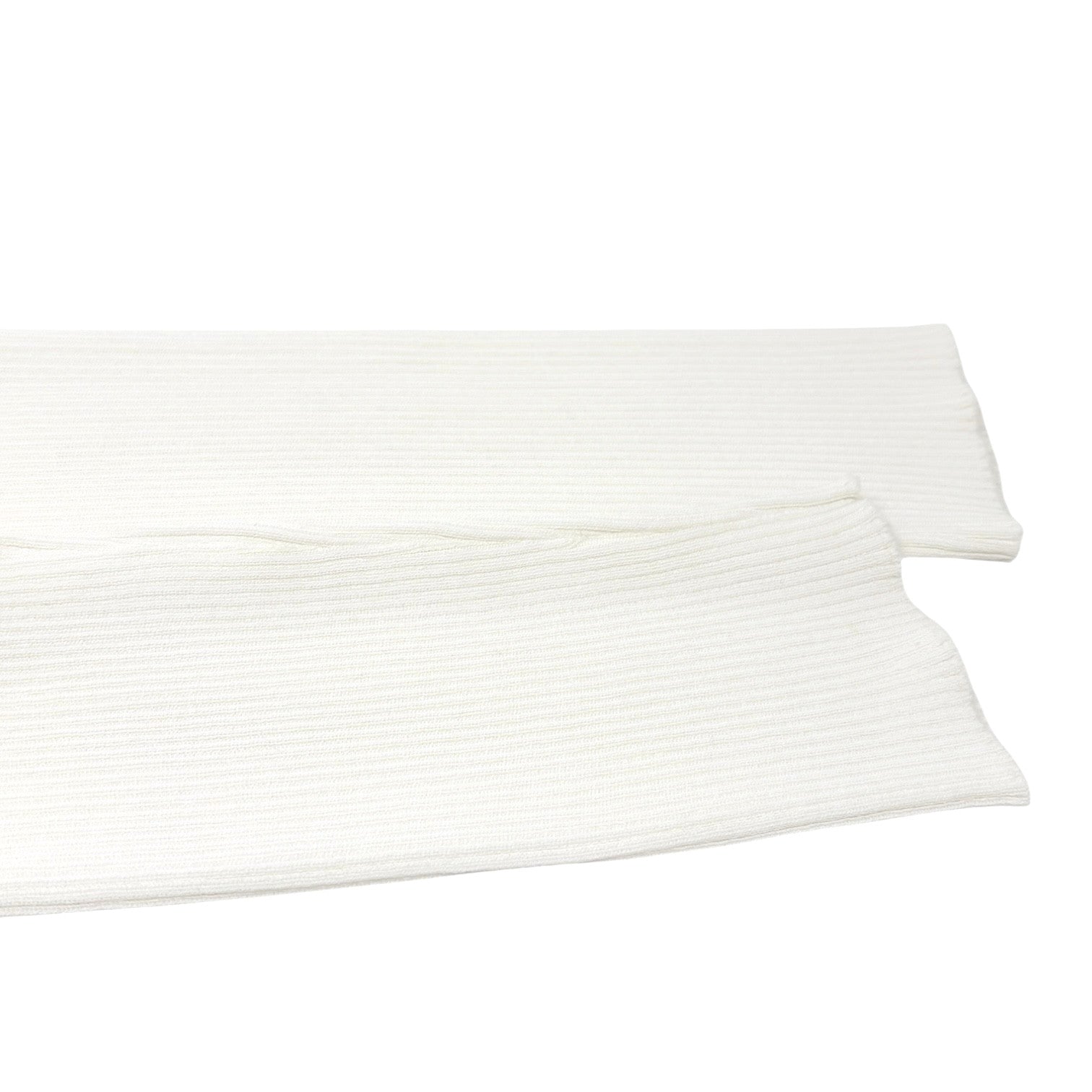 HERMES Vintage Logo Clou de Selle Button Ribbed Knit Polo Top #M White Viscose