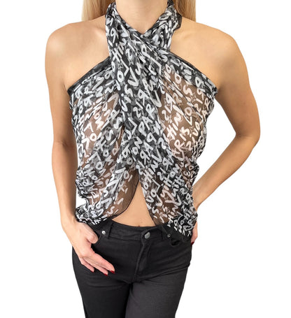 LOUIS VUITTON Monogram Graffiti Silk Scarf Wrap Stephen Sprouse Black White