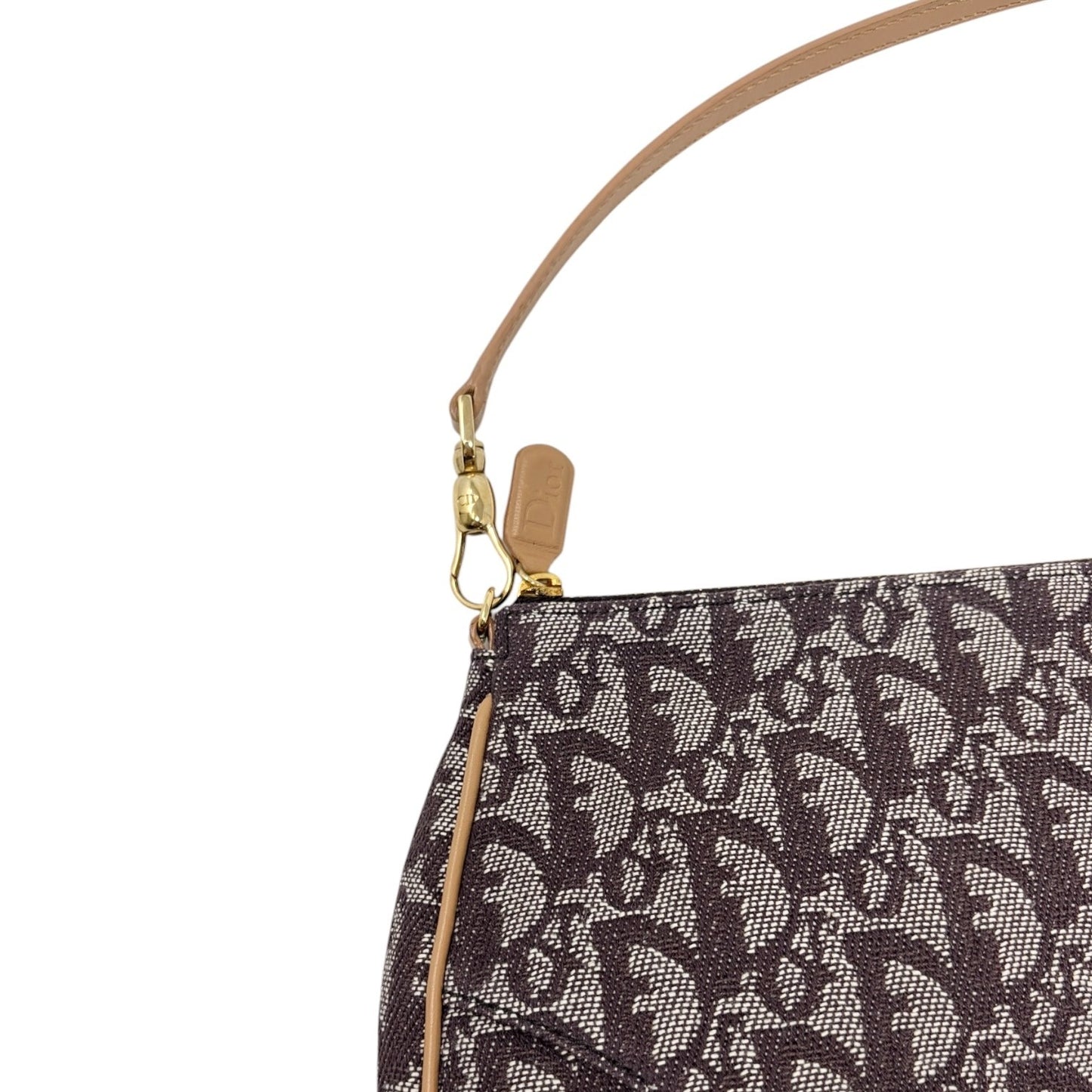 Christian Dior Vintage 2001 Trotter Monogram Mini Saddle Bag Brown Canvas Leathe