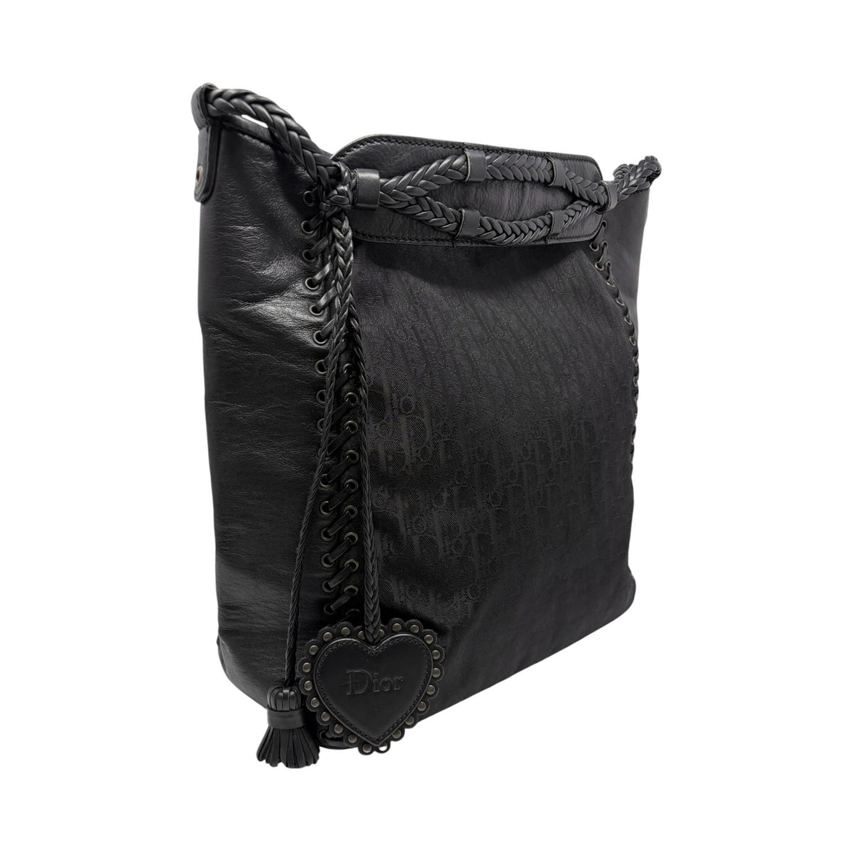 Christian Dior Vintage Trotter Monogram Canvas Ethnic Bag Heart Black 902480