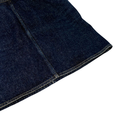 CHANEL Vintage 96P CC Mark Logo Denim Skirt #36 Dark Blue Yellow Cotton