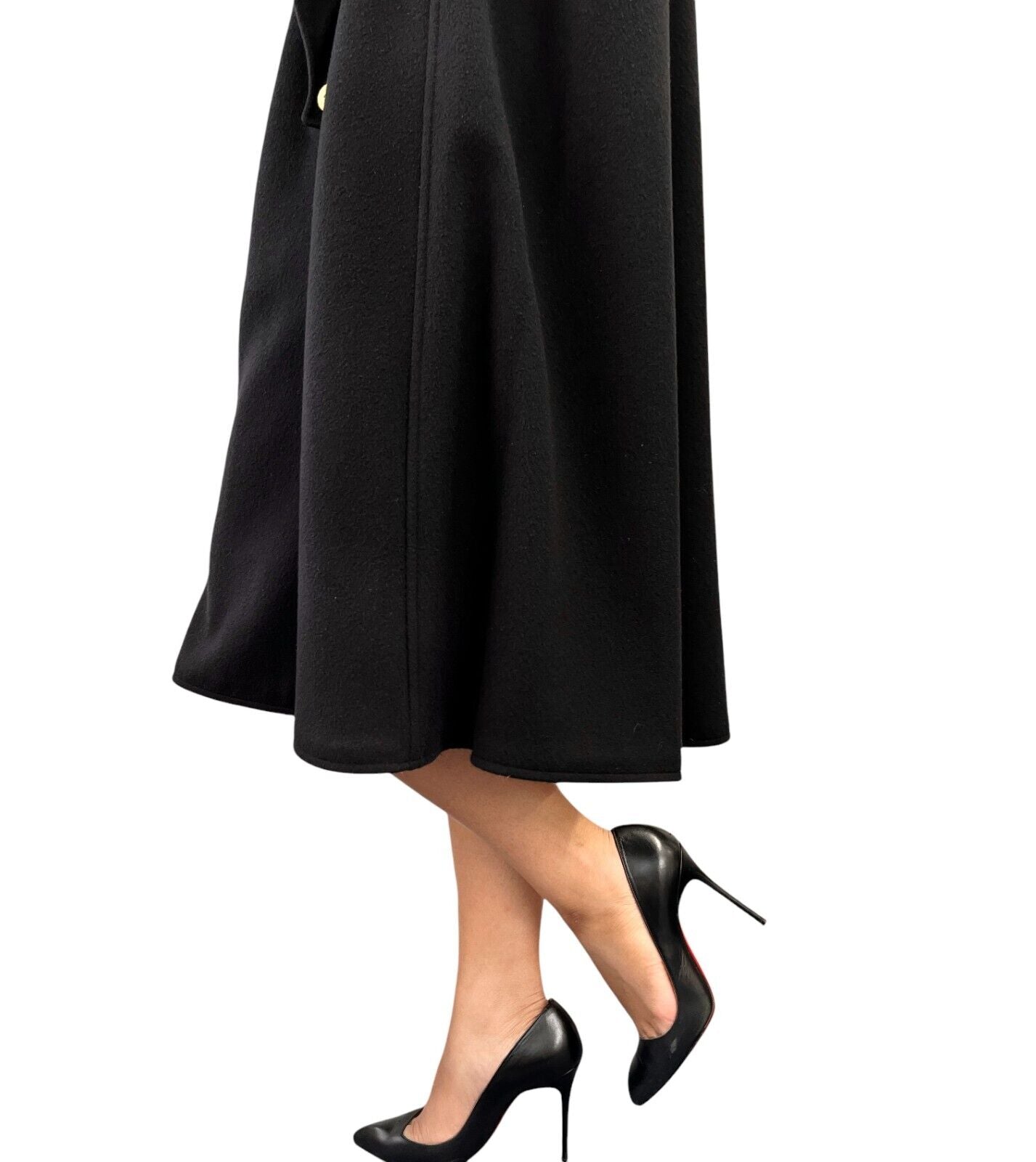 CHANEL Vintage 94A CC Logo Long Jacket Coat #36 Button Black Gold Cashmere