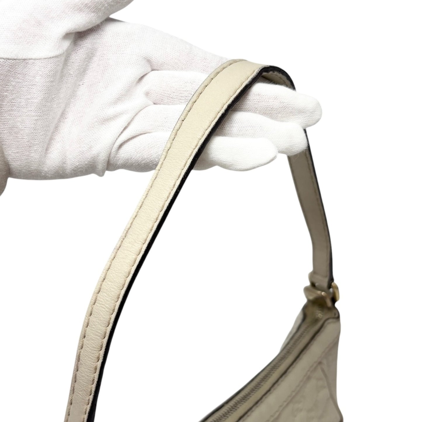 GUCCI Vintage GG Interlocking Monogram Shoulder Bag Beige Ribbon Zip 902282