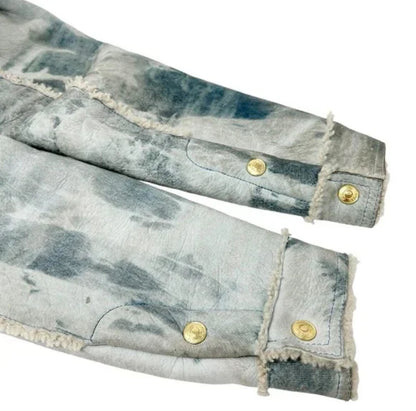 Christian Dior Vintage 2000 Tie-Dye Mouton Long Jacket Coat #40 Light Blue