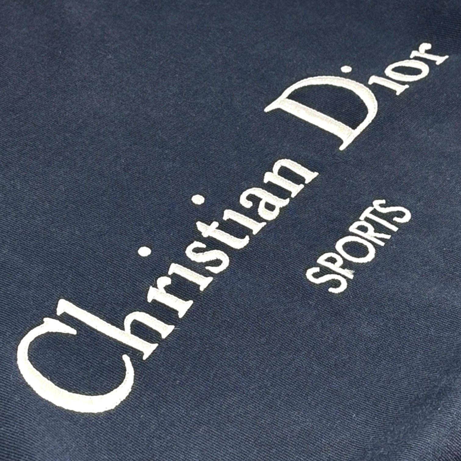 Christian Dior Sports Vintage Logo Sweatshirt Top #L Dark Blue Silver Cotton