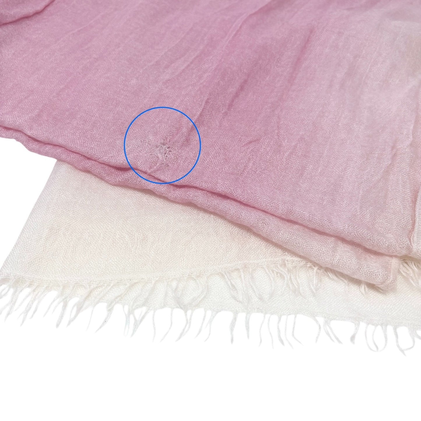 CHANEL Vintage CC Logo Cashmere Scarf Shawl Wrap Gradation Pink Cream