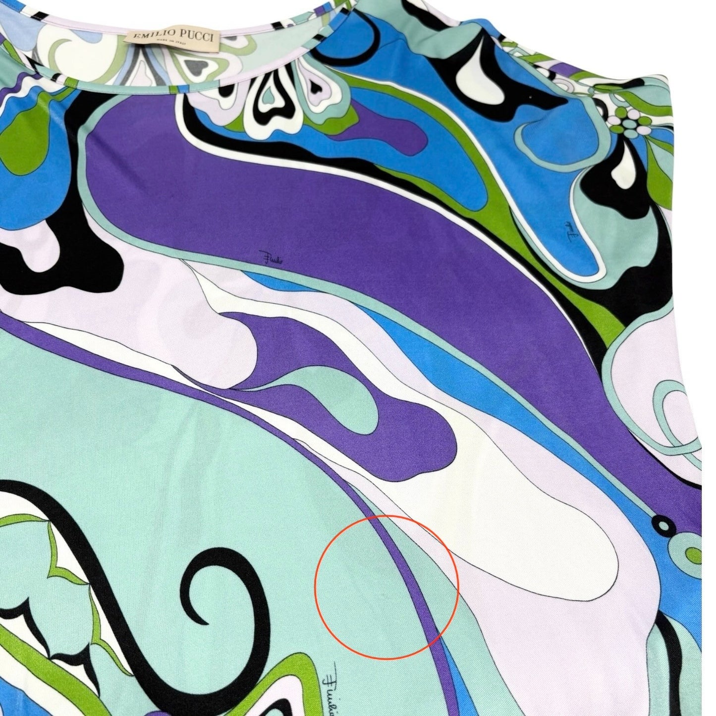 EMILIO PUCCI Vintage Logo Multicolor Abstract Print Dress #38 Blue 902418