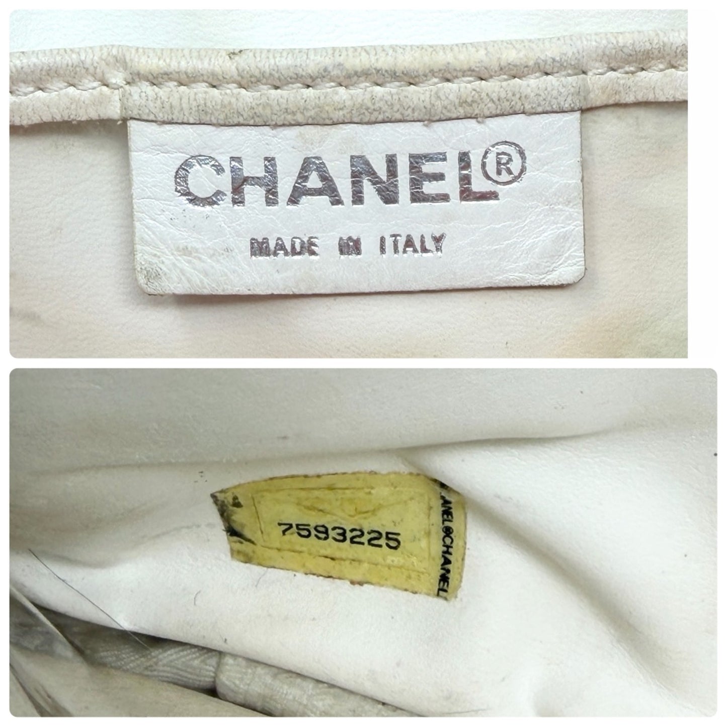 CHANEL Vintage 02S CC Logo Chain Shoulder Bag Terry Cloth Orange White 901896
