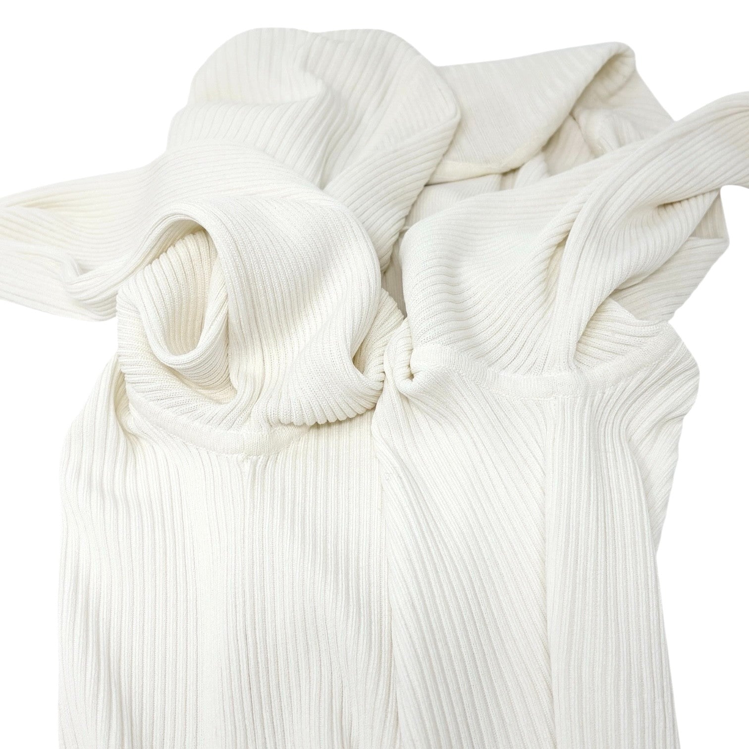 HERMES Vintage Logo Clou de Selle Button Ribbed Knit Polo Top #M White Viscose