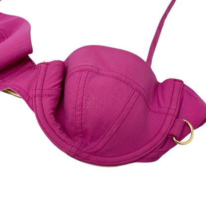 Christian Dior Vintage Logo Gold Chain Bikini Swimwear #36 Pink Nylon 901862
