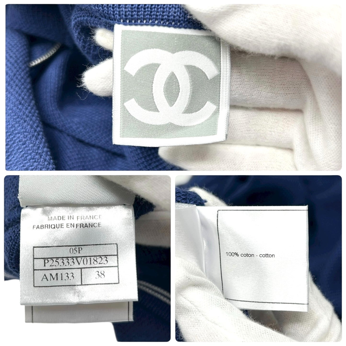 CHANEL Sport Vintage 05P CC Tennis Zipped Hoodie Jacket #38 Dark Blue Cotton