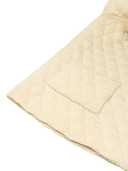 CHANEL Vintage 05A CC Logo Cambon Quilted Jacket #38 Zip Pocket Cream Wool