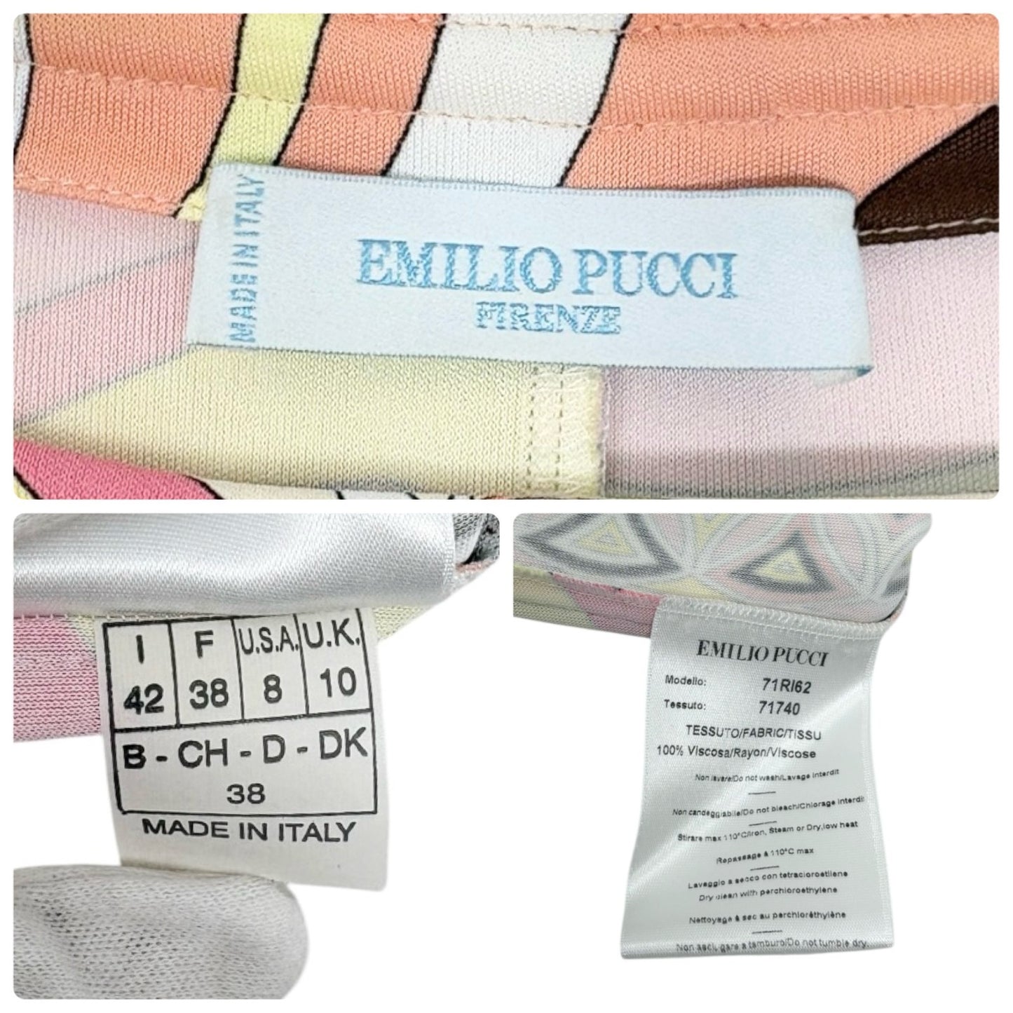 EMILIO PUCCI Vintage Multicolor Abstract Print Dress #38 Long Sleeve 902419
