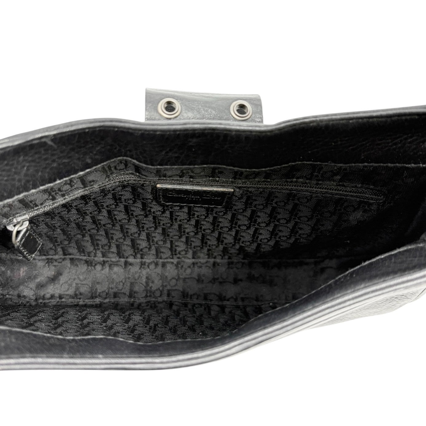 Christian Dior Vintage Street Chic Shoulder Bag Black Silver Leather 902204