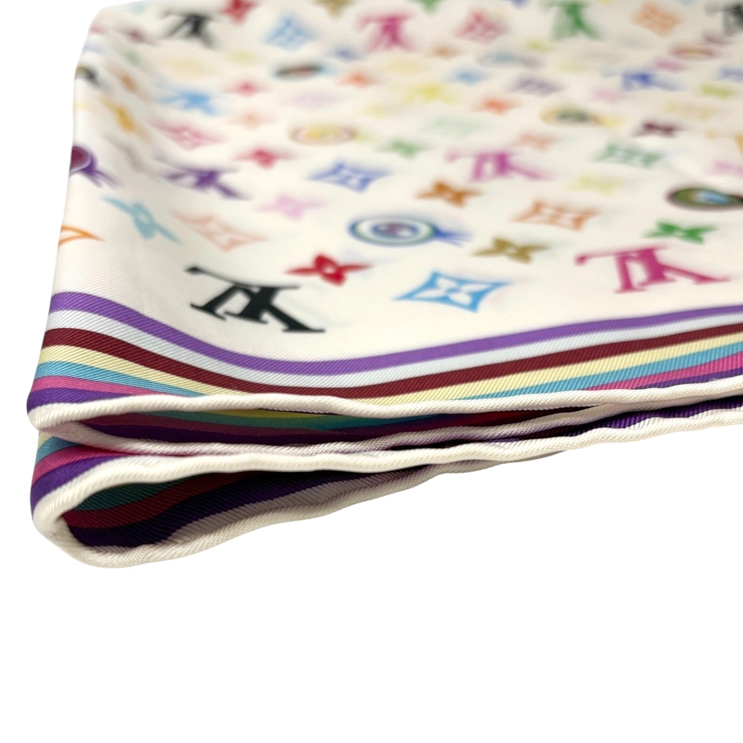 LOUIS VUITTON Vintage Eye Love Monogram Multicolor Logo Scarf Wrap Shawl