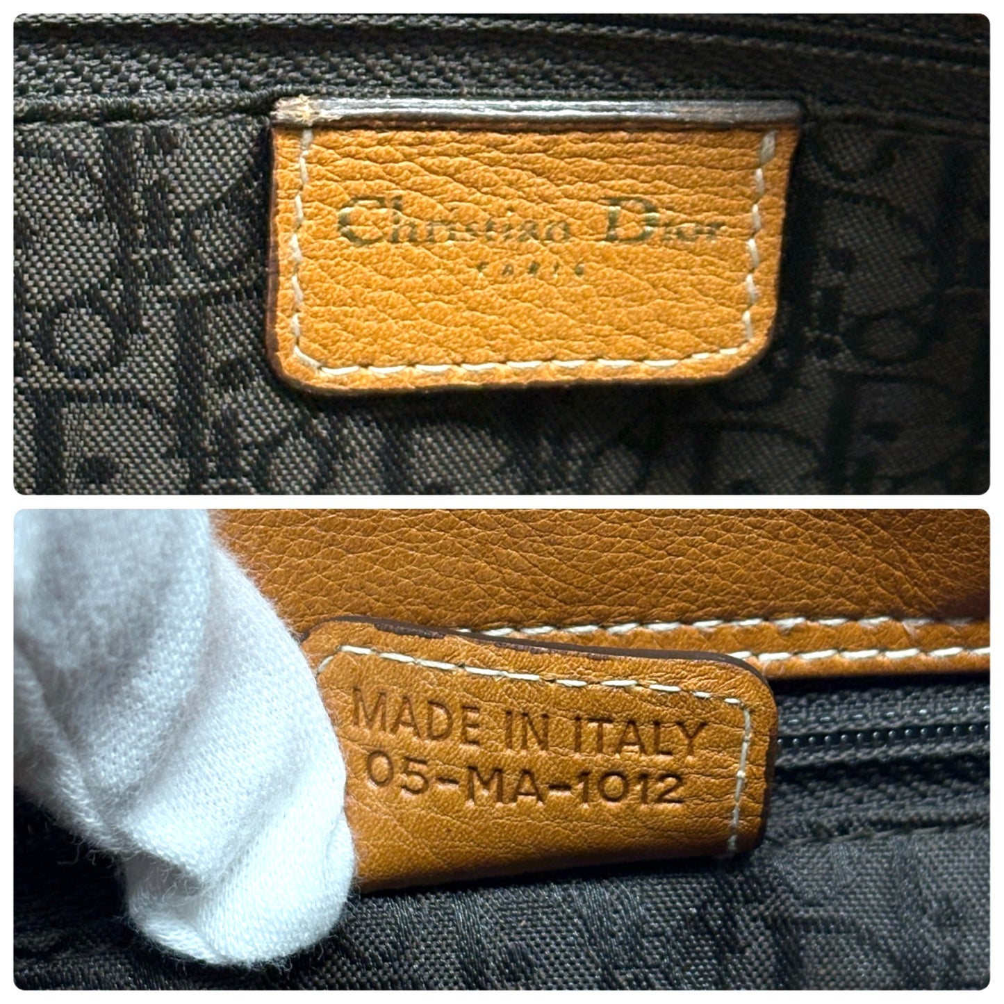 Christian Dior Vintage East West Lady Dior Shoulder Bag Brown Gold 901897