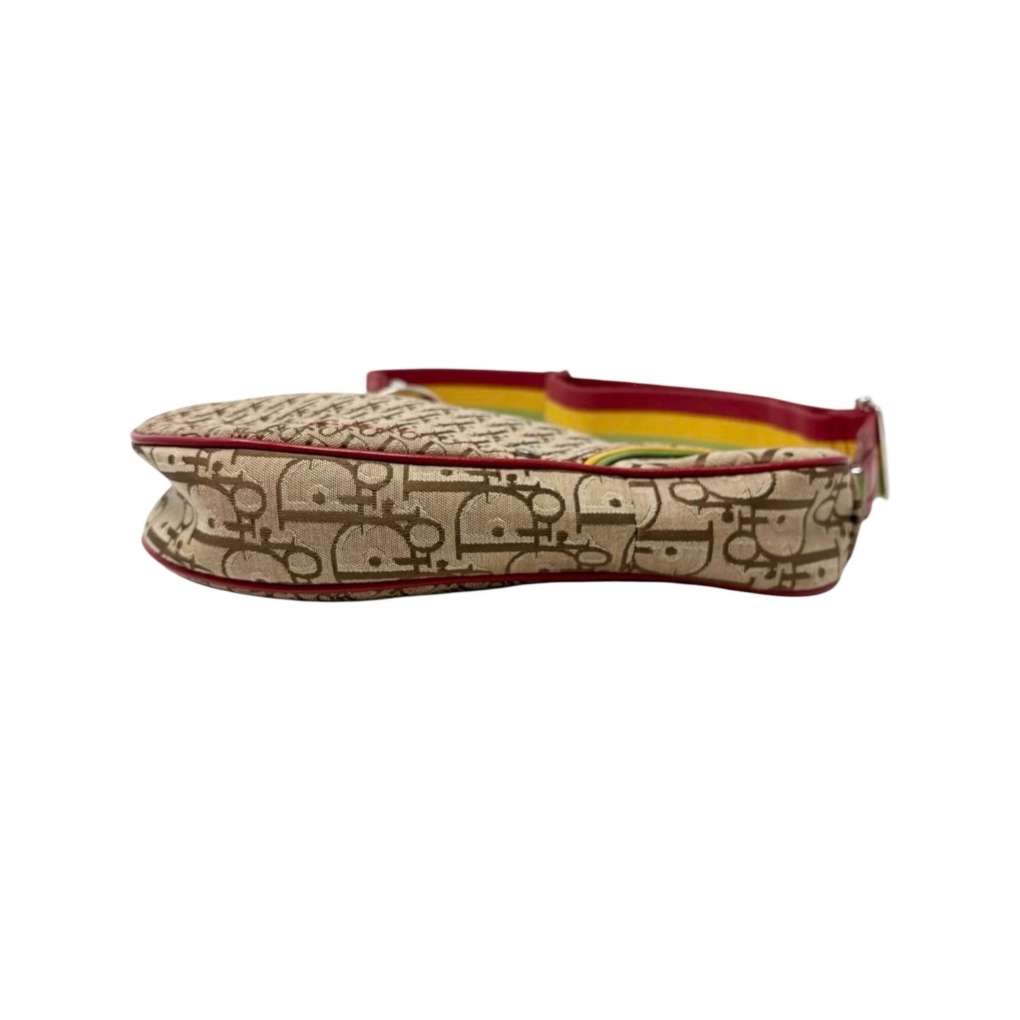 Christian Dior Vintage 2004 Trotter Monogram Logo Saddle Bag Rasta Brown