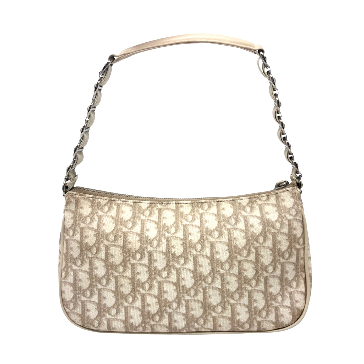 Christian Dior Vintage 2007 Romantique Trotter Monogram Bag Ribbon Beige 901856