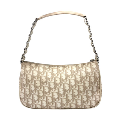 Christian Dior Vintage 2007 Romantique Trotter Monogram Bag Ribbon Beige 901856