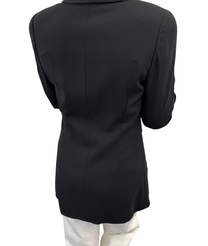 CHANEL Vintage 97C CC Logo Button Blazer Jacket #36 Black Gold Wool