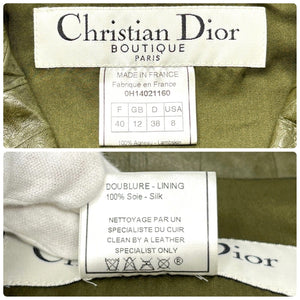 Christian Dior Vintage Logo Cropped Jacket #40 Green Gold Leather Rank AB