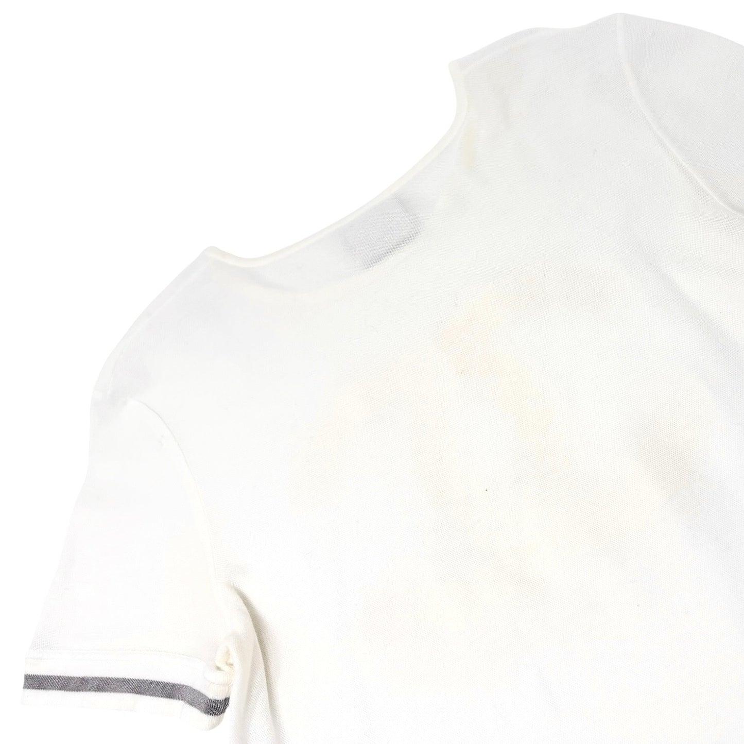 CHANEL Sport Vintage 06C Big CC Logo Mesh T-shirt Top White Gray Line