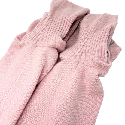 CHANEL Vintage CC Logo Turnlock Cashmere Ribbed Sweater Top #36 Pink 902225