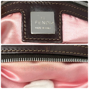 FENDI Vintage Denim Mamma Baguette Shoulder Bag Rose Mirror Pink Cotton Rank AB