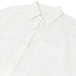 CHANEL Vintage 08P CC Mark Camellia Blouse Shirt #36 Top White Cotton Rank AB