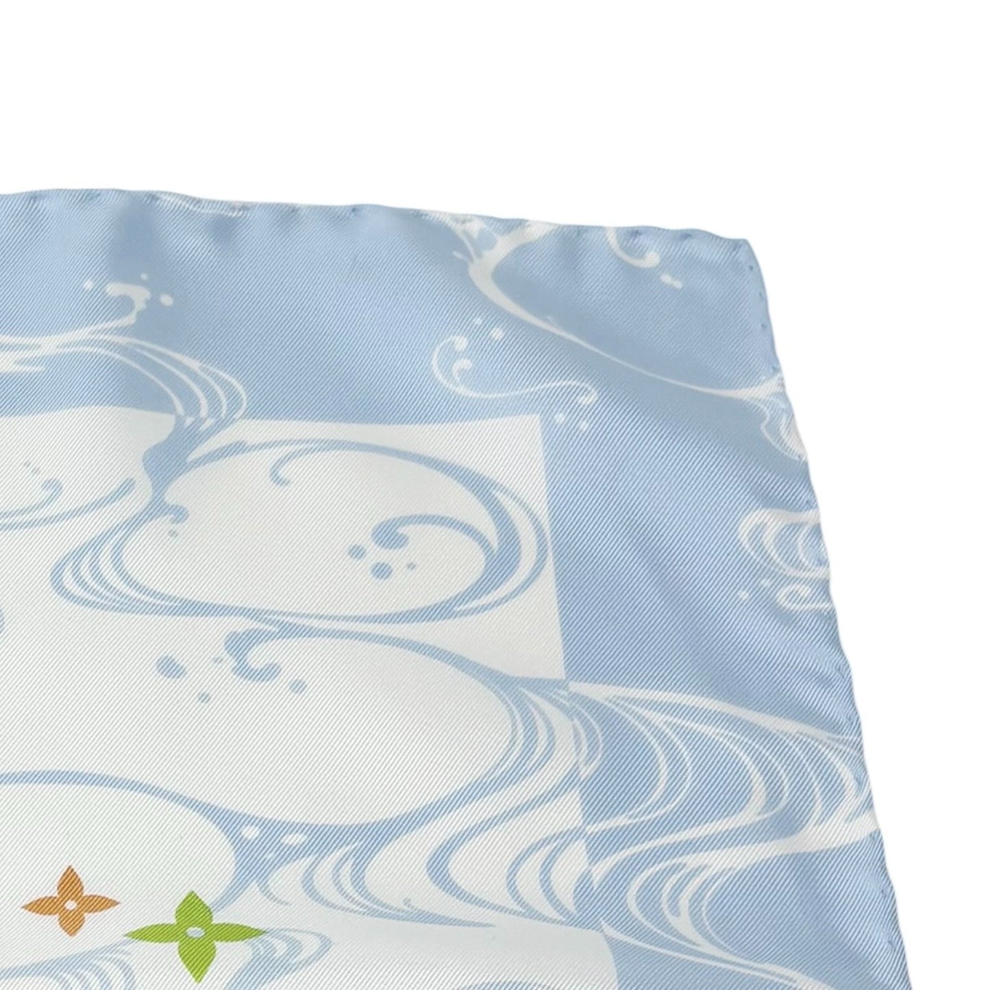 LOUIS VUITTON Vintage Panda Wave Multicolore Scarf Takashi Murakami Blue 901928