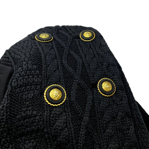 GIANNI VERSACE Vintage Medusa Logo Button Knit Jacket #44 Black Gold Rank AB+