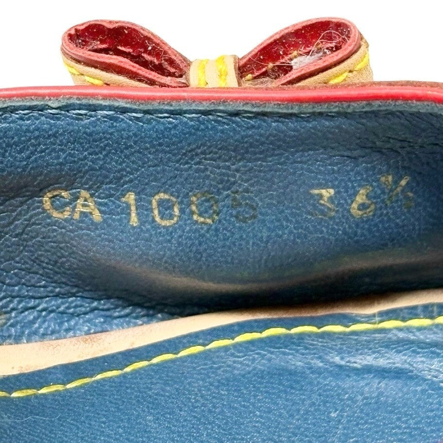 LOUIS VUITTON Vintage Logo Monogram Sandals Heels #36.5 Blue Beige Denim