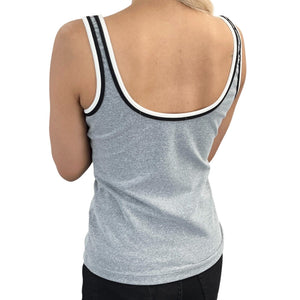 CHANEL Vintage 98P CC Mark Logo Tank Top #38 Camisole Gray Black Nylon
